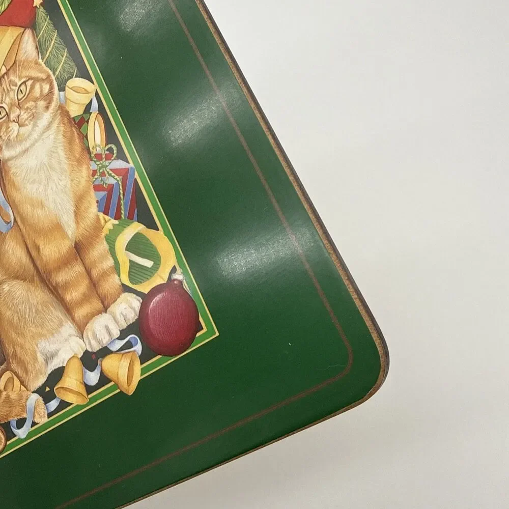 Vintage Pimpernel Cork Backed Placemat Cats Christmas Decorative Holiday Festive